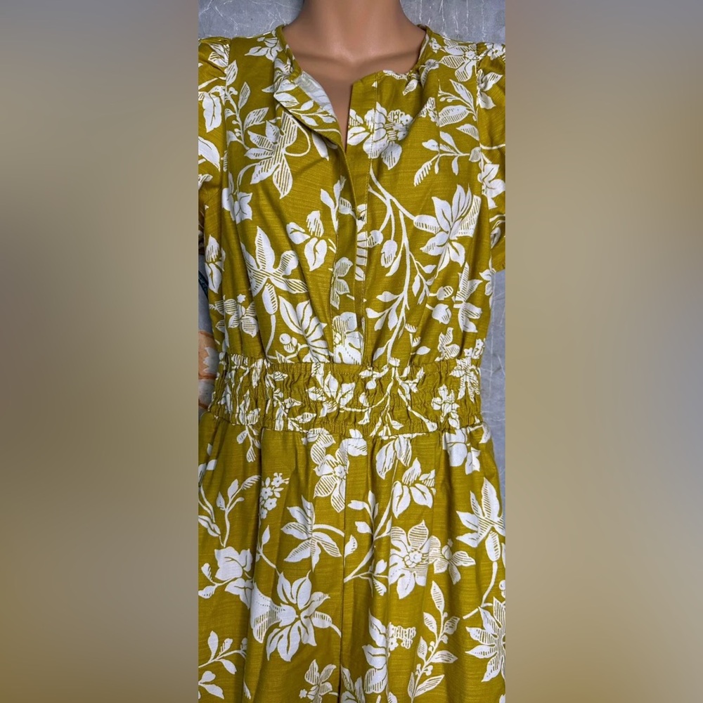 Anthropologie sleeveless Jumpsuit The Somerset Wide Leg Chartreuse Boho XS Tall - Picture 8 of 12